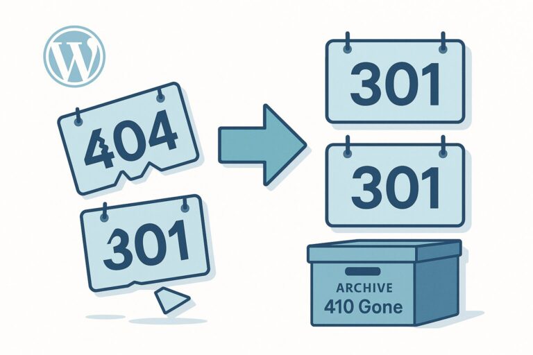404, 410 et 301: réparer proprement les erreurs et redirections sur WordPress