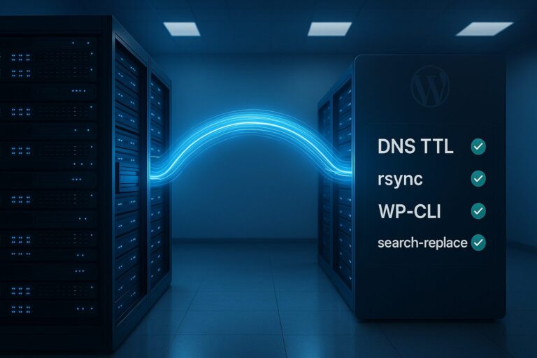 Migration WordPress sans coupure: DNS, base de données et fichiers pas à pas